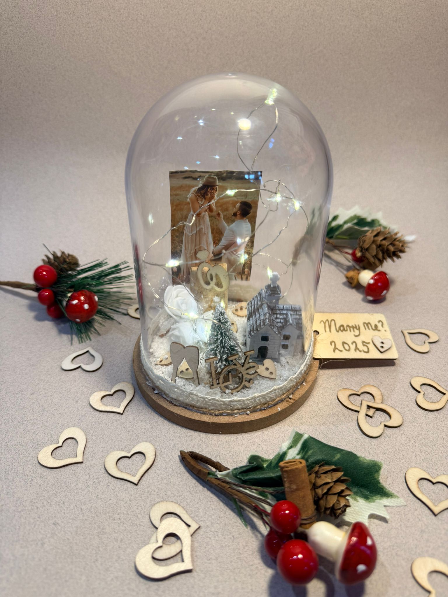 Personalised Light-Up Proposal Dome – Engagement Keepsake With Photo (Christmas Proposal Gift)