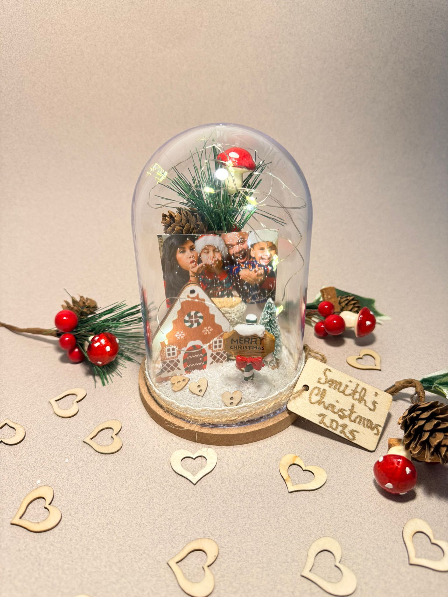 Family Christmas Personalised Light-Up Dome (Add Your Photo)